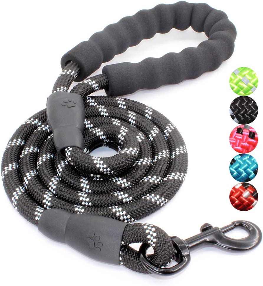 Dog Leash with Comfortable Padded Handle and Highly Reflective Threads(10 Styles)