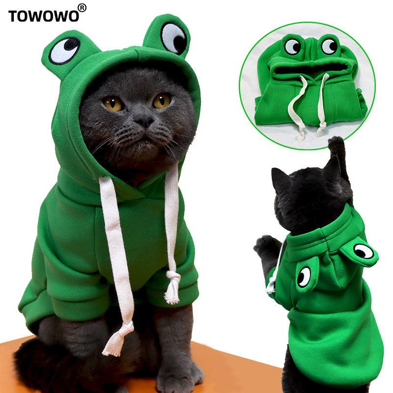 Cute Frog Transformation Hoodie for Cats and Small to Medium Dogs